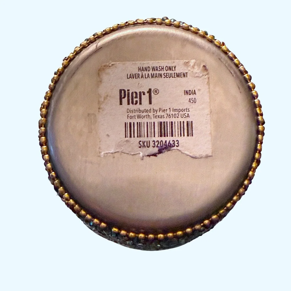 Pier 1 Beaded Cocktail Shaker Peacock Feather Barware Stainless Mixology Retired
